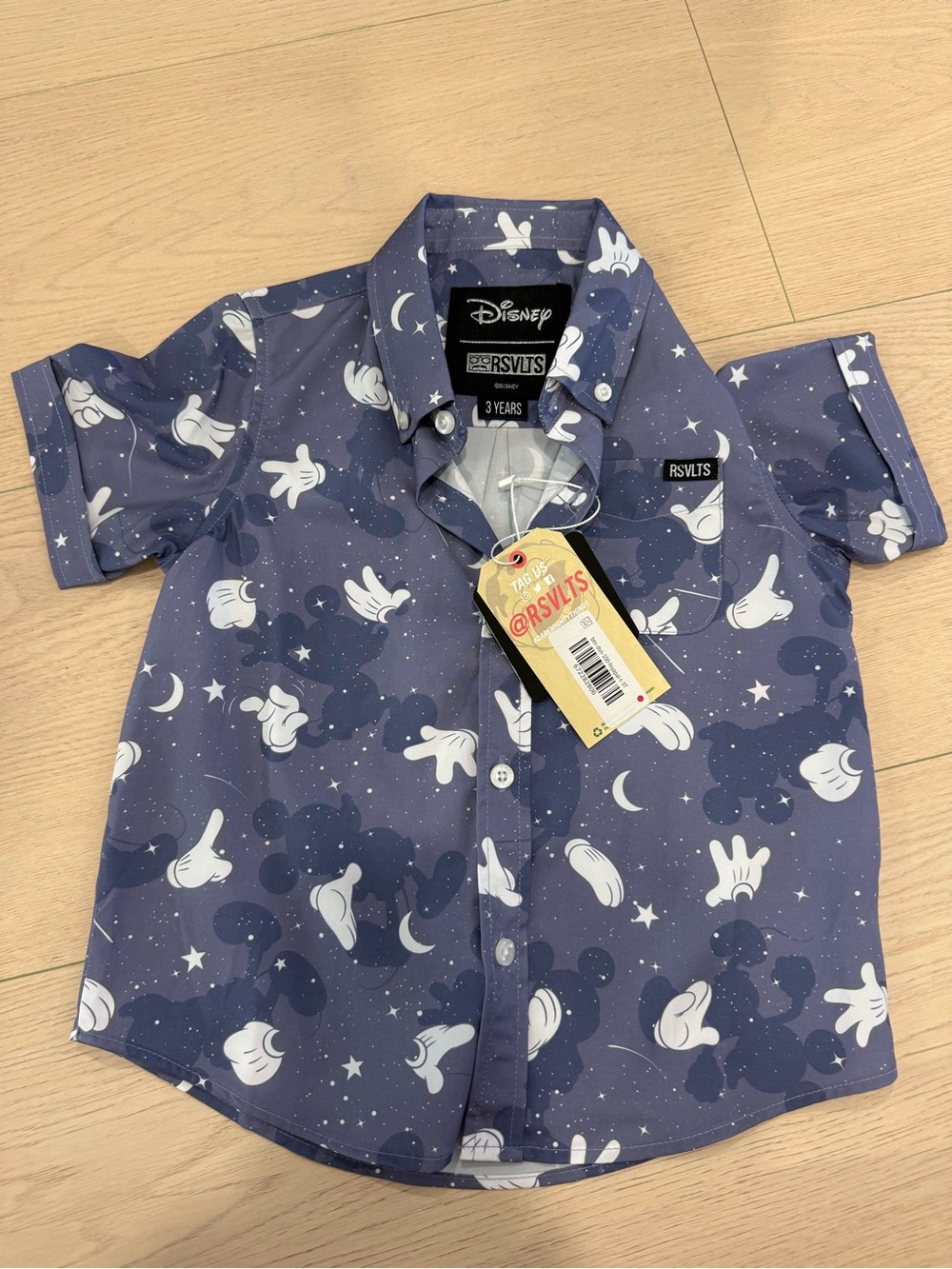 NWT RSVLTS Kids Navy & White Disney Mickey Print Button-Down Shirt | 3T